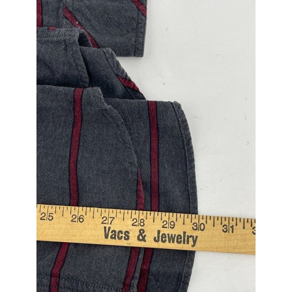 Tony Hawk Men's Button Down Shirt Long Sleeve Gray Red Stiped Size XL Skateboard - Picture 7 of 8